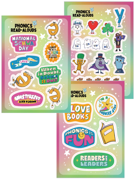 Phonics Celebration Sticker Pack ( 9 Sticker Sheets w/ 3 Designs)