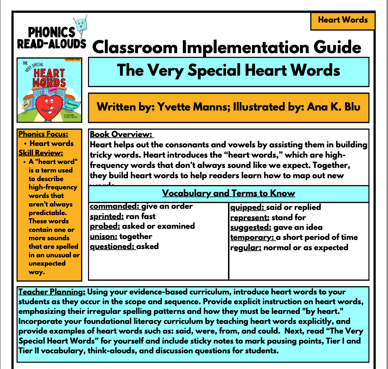 The Very Special Heart Words Read-Aloud Guide - Phonics Read-Alouds