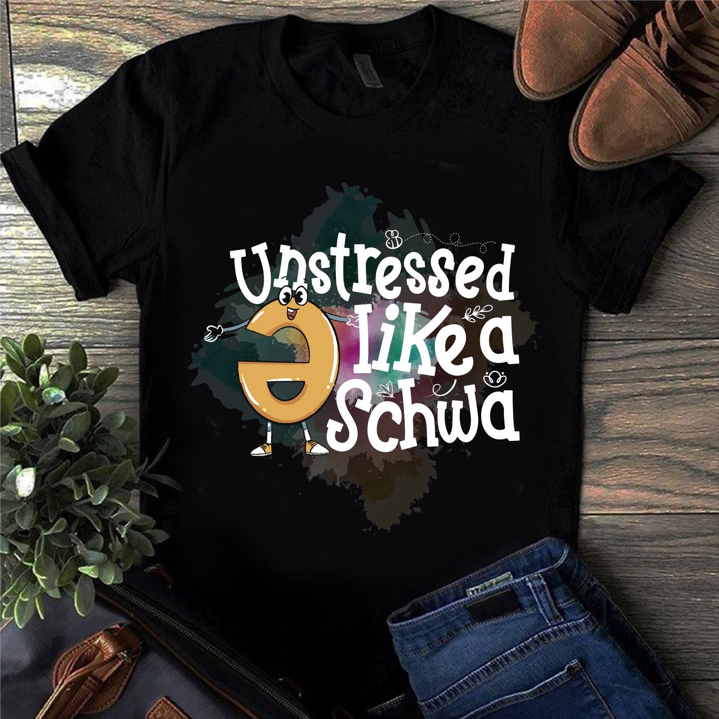 Unstressed Like A Schwa Unisex T-Shirt (Black)