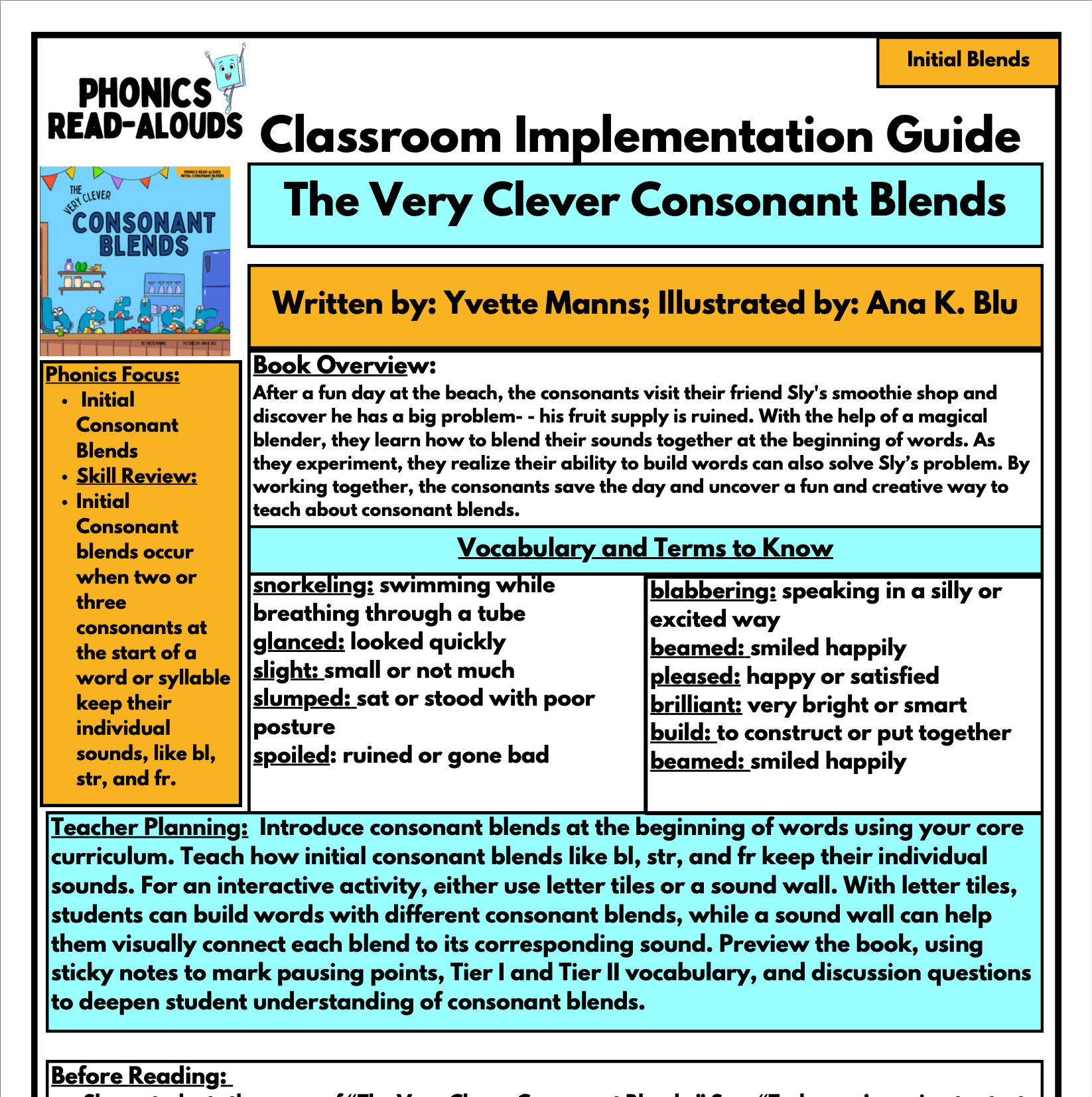 Read Aloud Guide for Consonant Blends