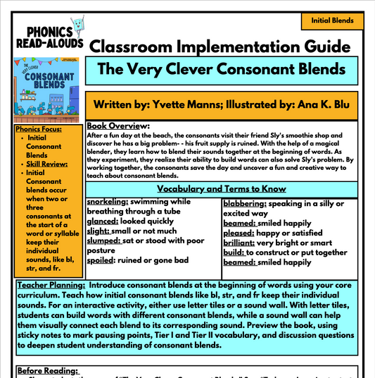 Read Aloud Guide for Consonant Blends