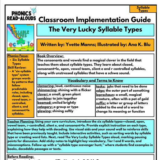 Syllable Types Lesson Plan