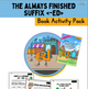 Book activity pack for teaching suffix '-ed' with cartoon character and educational materials.